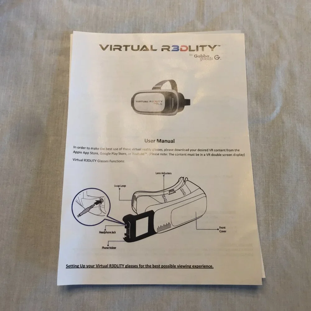 GABBA GOODS VIRTUAL R3DLITY VR 3D FOR MOST SMARTPHONES
